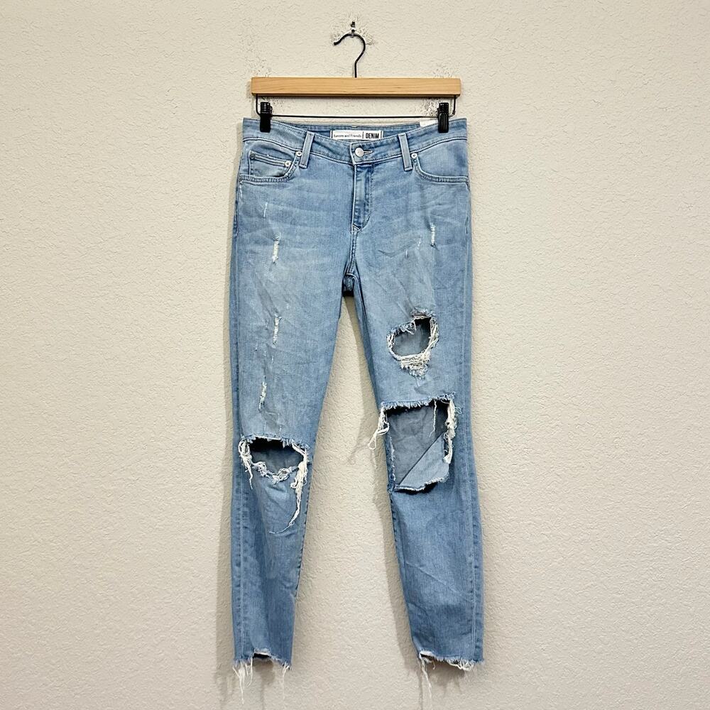 LOVERS + FRIENDS Ricky Skinny Jeans Blue Pacific Distressed Mid Rise